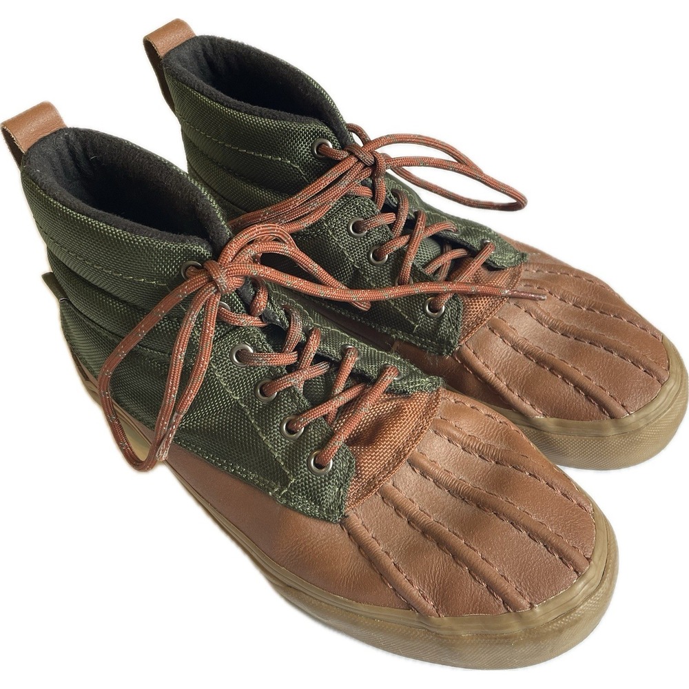 RARE Vans Sk8-Hi Del Pato MTE Waterproof Duck Boots Green Brown Mens Size 10 EUC